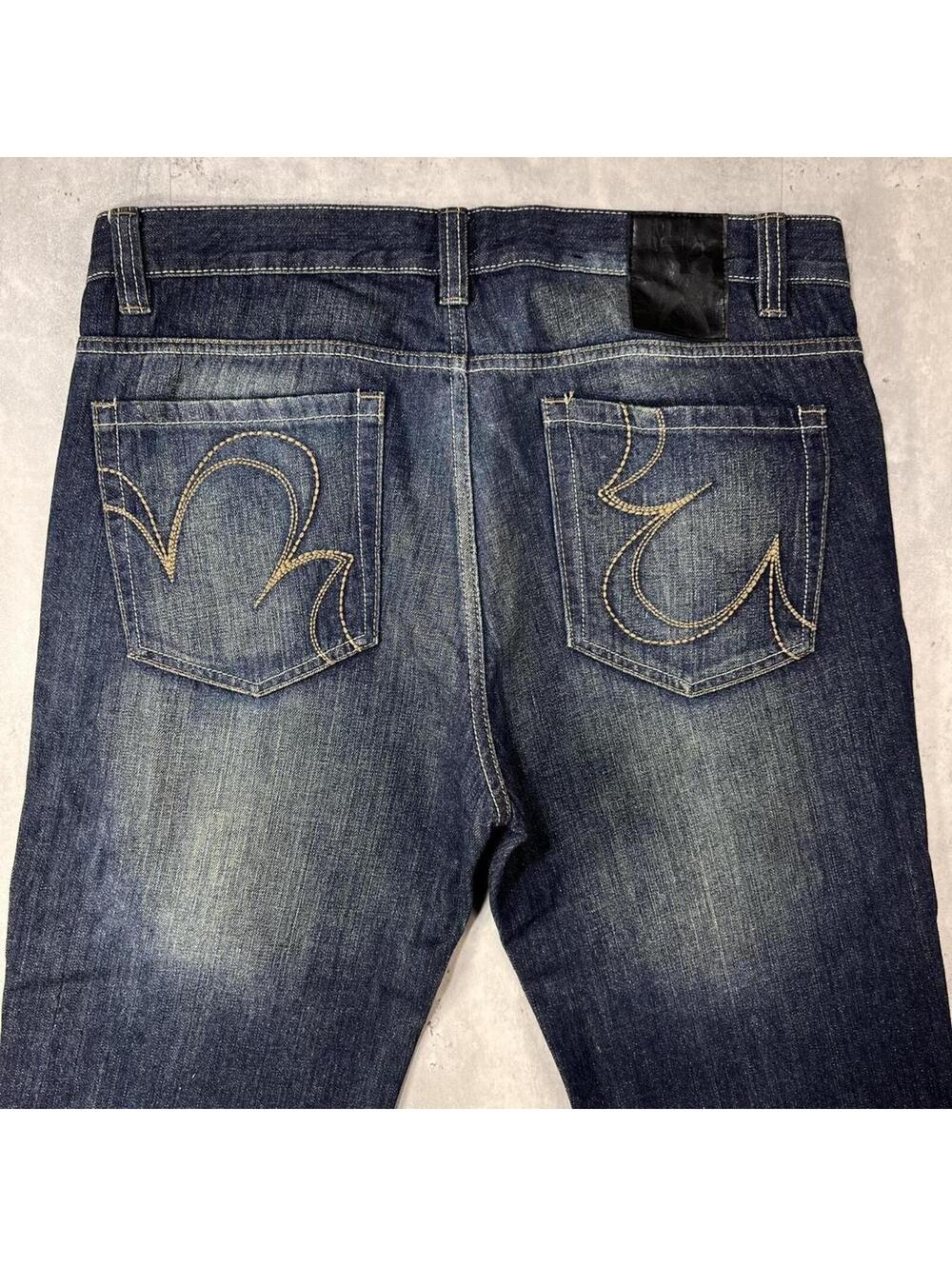 Y2K Dark Wash Marc Ecko Grunge Bootcut Skater Denim Jeans - Picture 2 of 8